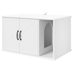 vidaXL キャットハウス ホワイト 85 x 55 x 50.5 cm エンジニアードウッド