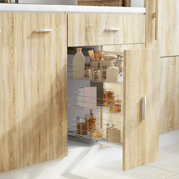 vidaXL 3段 引き出しキッチンワイヤーバスケット 47x25x56 cm シルバー