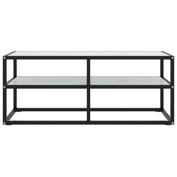 vidaXL TVキャビネット ブラック 100x40x40cm 大理石風ホワイトガラス製