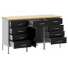 vidaXL 作業キャビネット 引き出し付き 3 pcs 黒とグレー 150 x 55 x 85 cm エンジニアードウッドとスチール