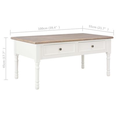 vidaXL コーヒーテーブル 100x55x45cm ホワイト 木製