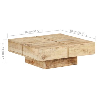vidaXL コーヒーテーブル 80x80x28 cm マンゴー無垢材