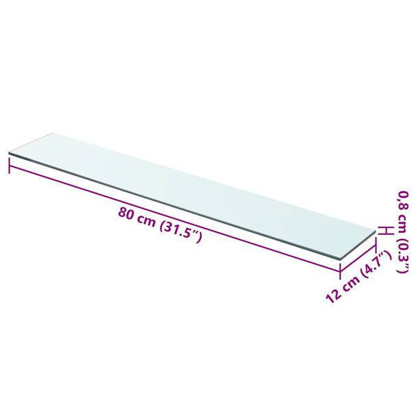 vidaXL 棚板 ガラス製 透明 80x12cm