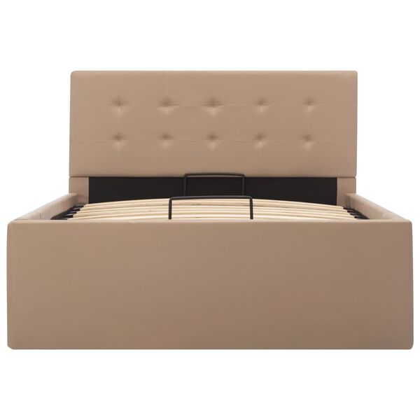 vidaXL 油圧式収納ベッドフレーム カプチーノ 合成皮革製 90x200cm