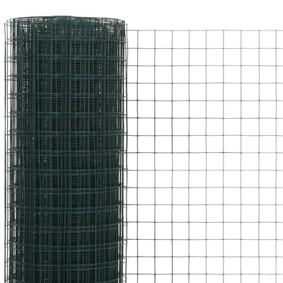 vidaXL ニワトリ 金網フェンス PVC塗装仕上げスチール製 10x1.5m グリーン