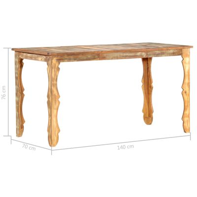 vidaXL ダイニングテーブル 140x70x76 cm 無垢の再生木材