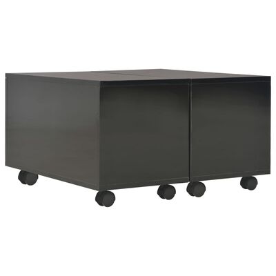vidaXL コーヒーテーブル ハイグロス ブラック 60x60x35 cm パーティクルボード