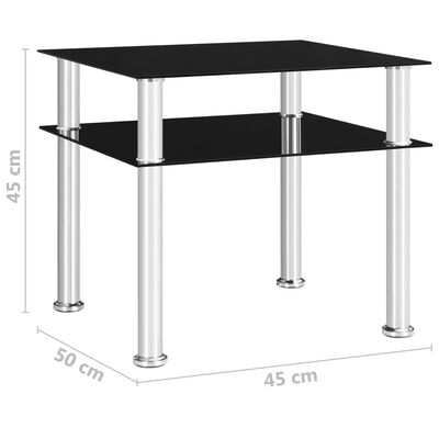 vidaXL サイドテーブル ブラック 45x50x45cm 強化ガラス製