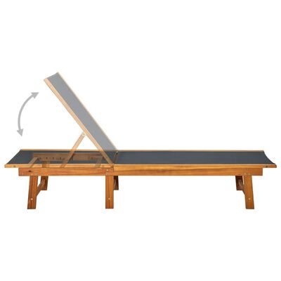 vidaXL サンラウンジャー テーブル付き アカシア無垢材＆合成繊維製