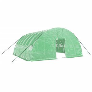 vidaXL スチールフレーム温室 グリーン 36 m&sup2; 6x6x2.85 m