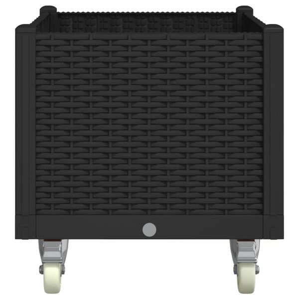 vidaXL ガーデンプランター キャスター付き ブラック 80x50x54 cm PP