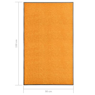 vidaXL 玄関マット 洗濯可能 オレンジ 90x150cm