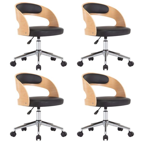 vidaXL 回転ダイニングチェア 4点セット ブラック 曲げ木細工＆合成皮革製