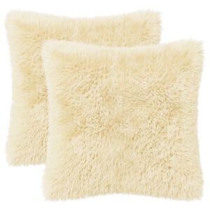 vidaXL クッションカバー 2 pcs HEERLEN クリーム 40 x 40 cm PVフリース