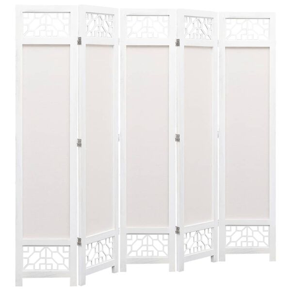 vidaXL 5枚パネル 間仕切り クリーム 175x165cm 布製