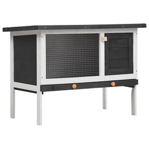vidaXL 屋外うさぎ小屋 1層タイプ グレー 木製