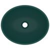vidaXL ラグジュアリー 洗面器 楕円型 マットダークグリーン 40x33cm セラミック製