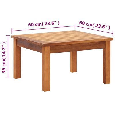 vidaXL ガーデンコーヒーテーブル 60x60x36cm アカシア無垢材