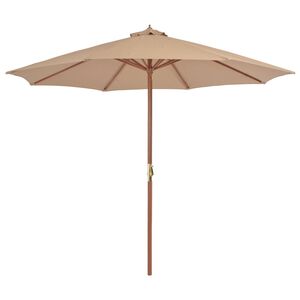 vidaXL 屋外用パラソル 木製ポール付き 300 cm トープ