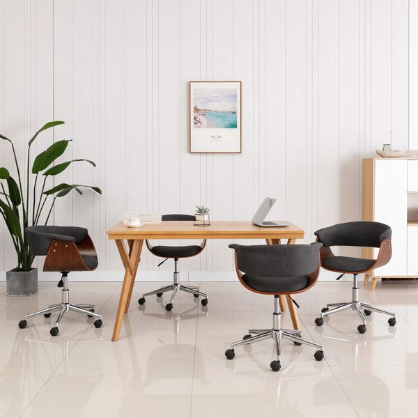 vidaXL 回転ダイニングチェア 4点 グレー 布製