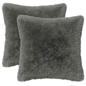 vidaXL クッションカバー 2 pcs HEERLEN ライトグレー 40 x 40 cm PVフリース