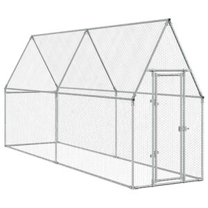 vidaXL 鶏小屋 シルバー 400x100x190 cm 亜鉛メッキ鋼