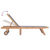 vidaXL 折りたたみ式サンラウンジャー ホイール付き チーク無垢材＆合成繊維製