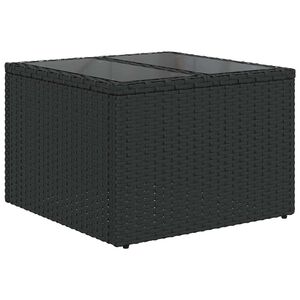 vidaXL ガーデンテーブル ガラス天板 ブラック 55x55x37 cm ポリラタン