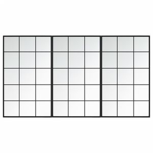 vidaXL ウォールミラー 3点 ブラック 100x60cm 金属製