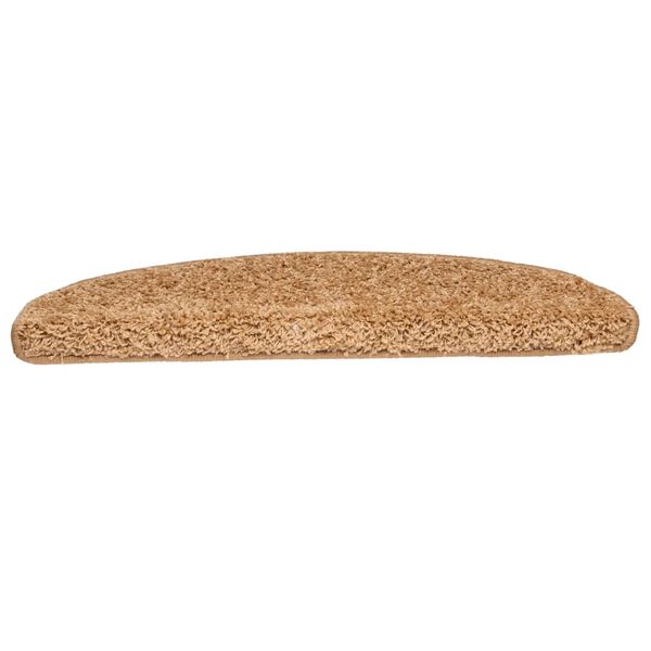 vidaXL 階段マット 15枚入り 65x21x4 cm ベージュ 半円形 大