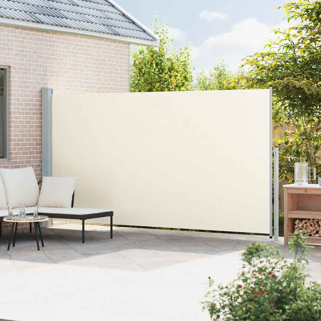 vidaXL パティオ用 引き込み式サイドオーニング 200x500cm クリーム