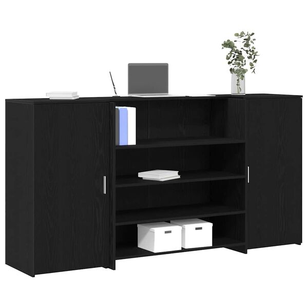 vidaXL レセプションデスク ブラックオーク 200x50x103.5 cm エンジニアードウッド