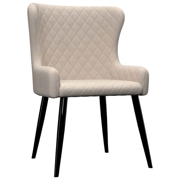 vidaXL ダイニングチェア 2点セット クリーム 布張り