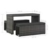 vidaXL 屋外ダイニング 3点セット クッション付き ポリラタン製 グレー