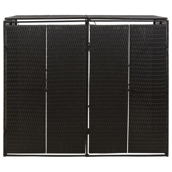 vidaXL ダブルホイールビン収納小屋 ブラック 140x80x117cm ポリラタン製