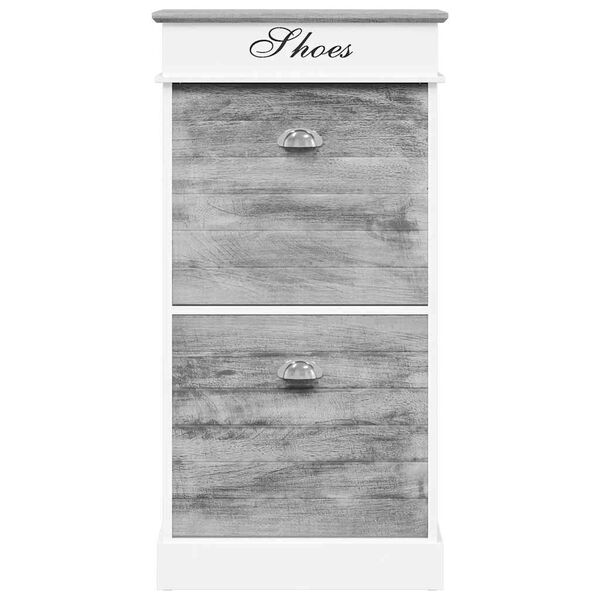 vidaXL シューズキャビネット グレー 50x28x98cm 桐材