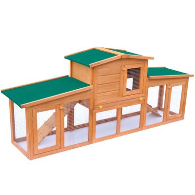vidaXL 屋外用 大型うさぎ小屋 小動物ハウス ペットケージ 屋根付き 木製