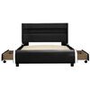 vidaXL ベッドフレーム LEDライト付き ブラック 合成皮革製 100x200cm