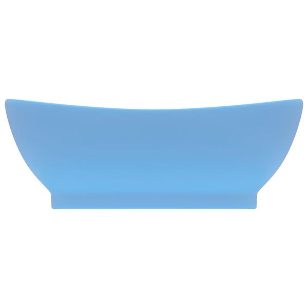 vidaXL ラグジュアリー 洗面器 楕円型 オーバーフロー付き マットライトブルー 58.5x39cm セラミック製