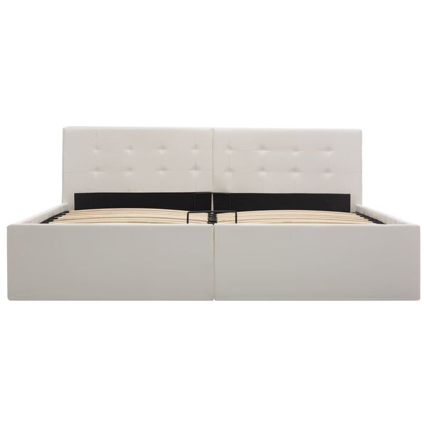 vidaXL 油圧式収納ベッドフレーム ホワイト 合成皮革製 160x200cm