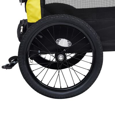 vidaXL 2-in-1 ペット用自転車トレーラー＆ジョギングベビーカー イエロー＆ブラック