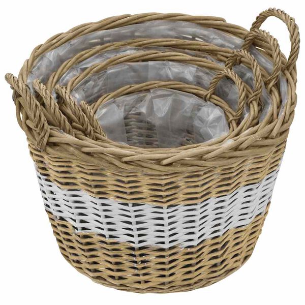 vidaXL レイズドベッド 4点 籐製 PEライニング付き