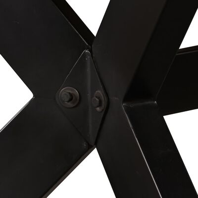vidaXL ダイニングテーブル マンゴー無垢材＆スチール クロス型 180cm