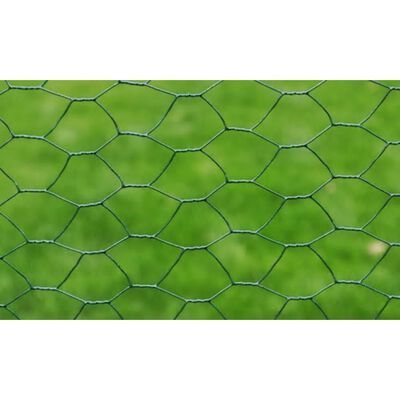 vidaXL 金網フェンス 亜鉛メッキ製 PVCコーティング 25x0.5 m グリーン
