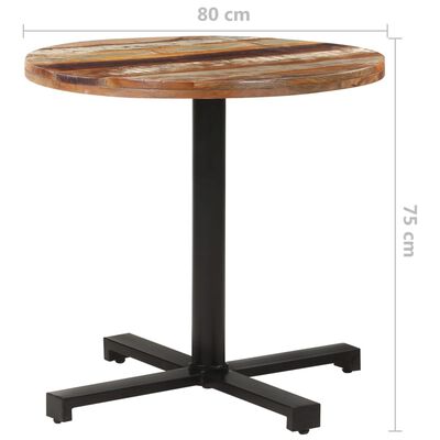 vidaXL ビストロテーブル 丸型 直径80x75cm 無垢の再生木材