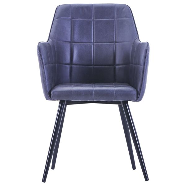 vidaXL ダイニングチェア 2点セット グレー スエード調合成皮革張り