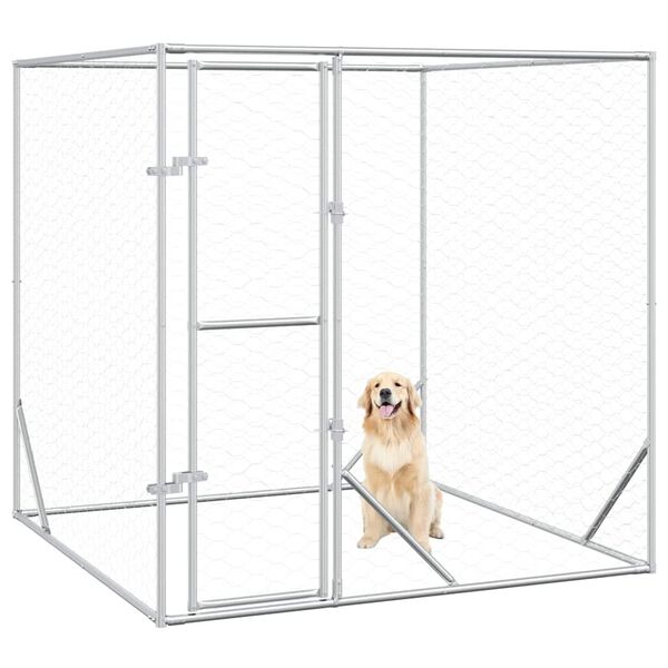 vidaXL 屋外用犬小屋 シルバー 2x2x2m 亜鉛メッキ鋼製