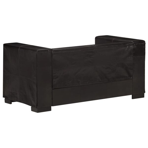 vidaXL 2人掛けソファ ブラック 本革