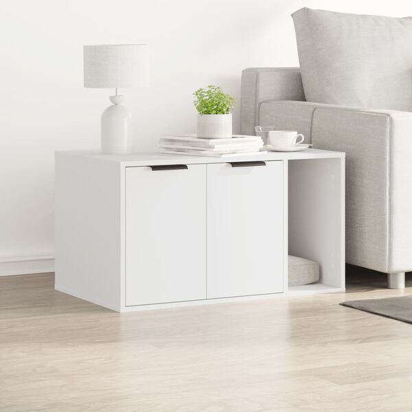 vidaXL 猫用トイレエンクロージャー ホワイト 80x50x45cm エンジニアリングウッド