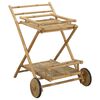 vidaXL 車輪付きサービングトロリー ナチュラル 79 x 67.5 x 84 cm 竹